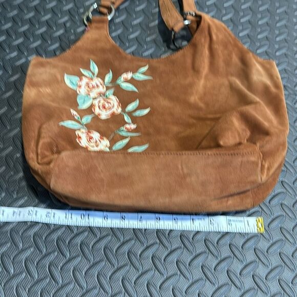 Jen Aprile Suede Hand Painted Heel Fashion Handbag Purse  Shoulder - Picture 9 of 9